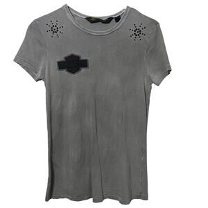 Y2k Harley Davidson Gray Studded Eagle Shirt Size XS